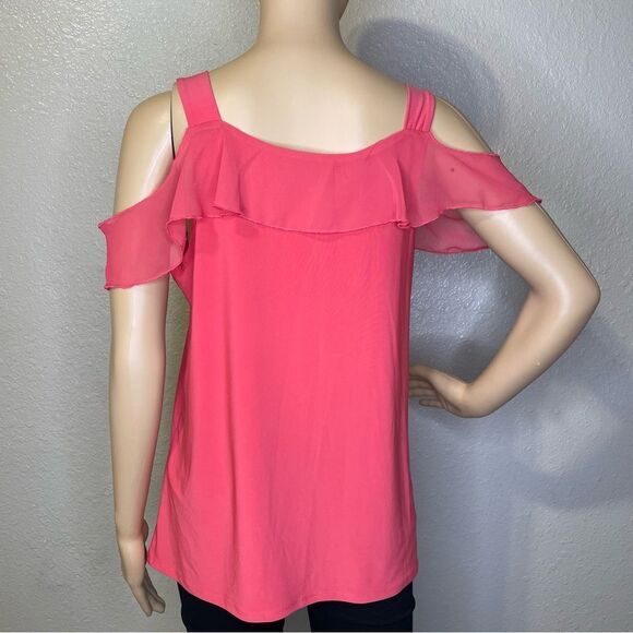 Adele & May Cold Shoulder Blouse Coral Pink Size Large - Picture 5 of 10